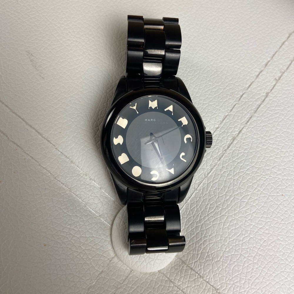 Marc by Marc Jacobs Black Logo Dial Stainless Steel New Battery